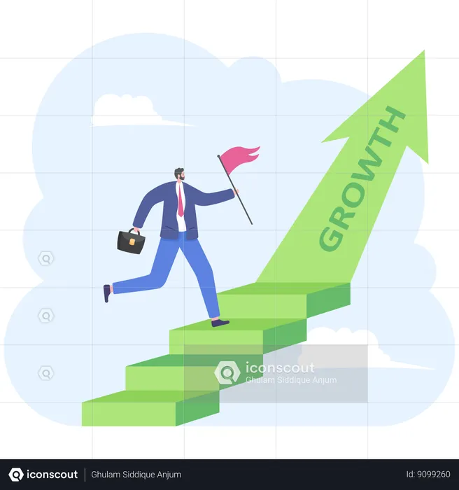 Businessman on arrow ladder way to success  Illustration