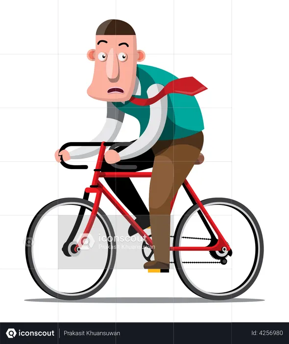 Businessman on bicycle  Illustration