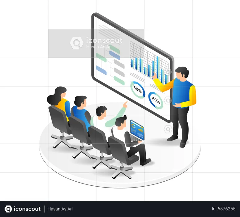 Businessman on business development training  Illustration