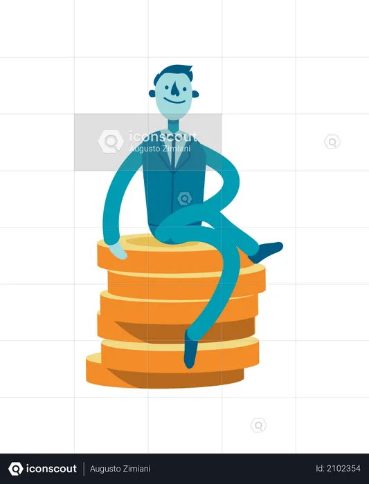 Businessman on coins seat  Illustration