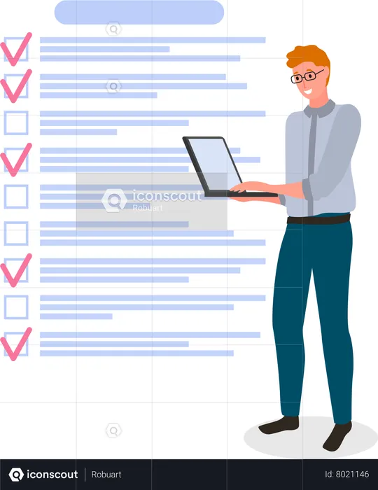 Businessman organizing to do list  Illustration