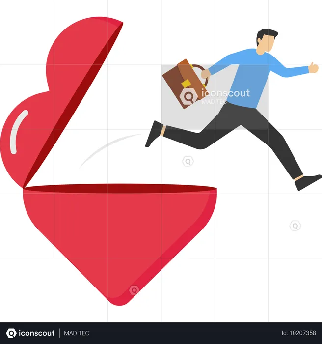 Businessman out of heart  Illustration