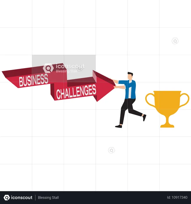 Businessman overcoming business challenge  Illustration