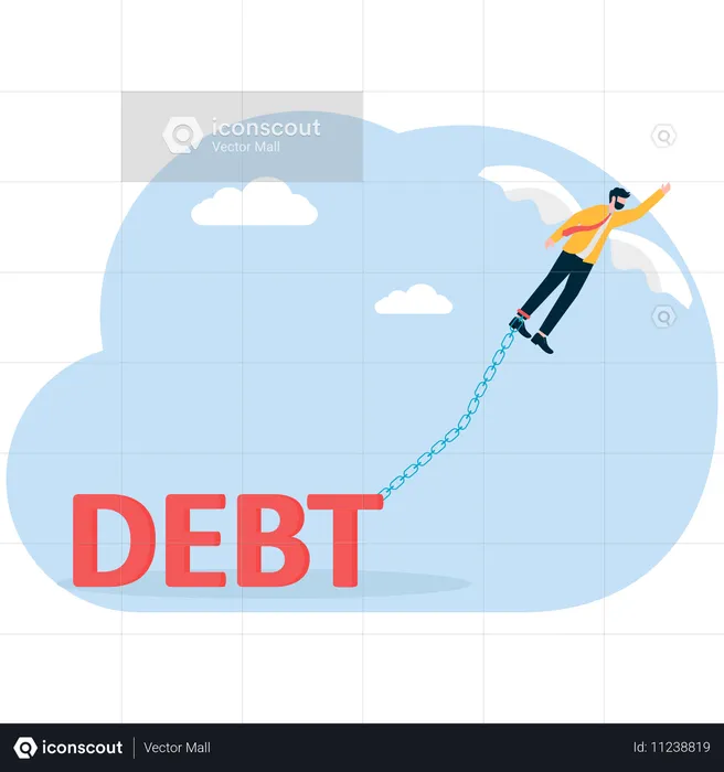 Businessman overcoming business debt  Illustration