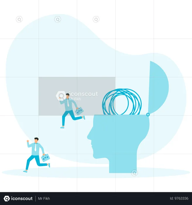 Businessman overthinking of ideas  Illustration