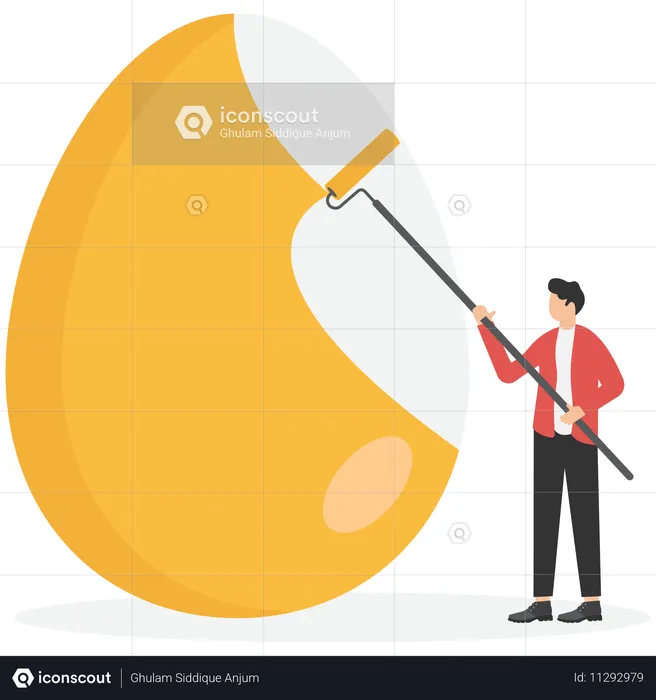 Businessman painting golden color on egg  Illustration