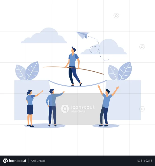 Businessman passing business obstacle  Illustration