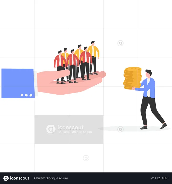 Businessman paying labor wages  Illustration