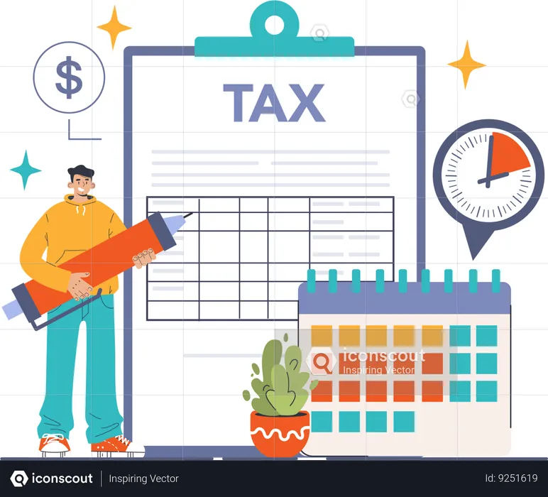 Businessman pays income tax  Illustration