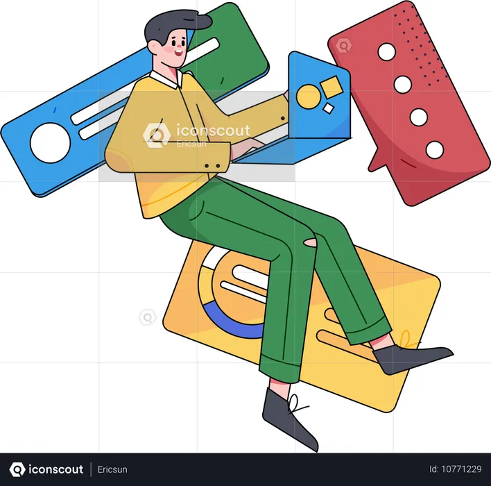 Businessman performs business call for target achievement  Illustration