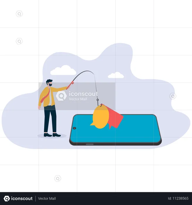 Businessman phishing chat  Illustration