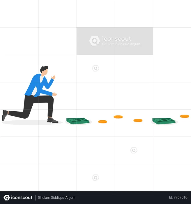 Businessman pick up money from the ground  Illustration