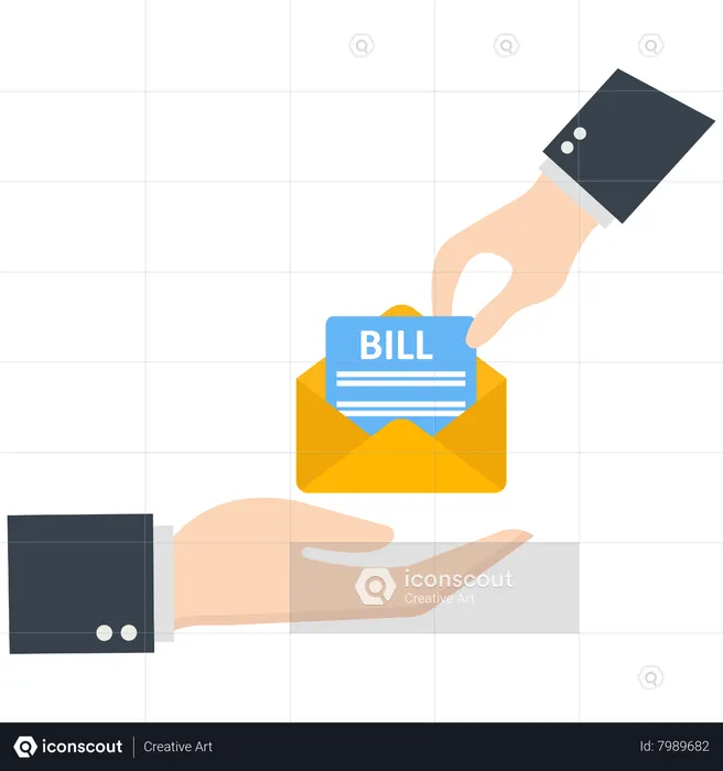 Businessman picks a bill from an envelope  Illustration