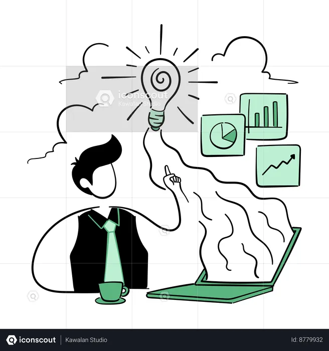 Businessman pitching ideas  Illustration