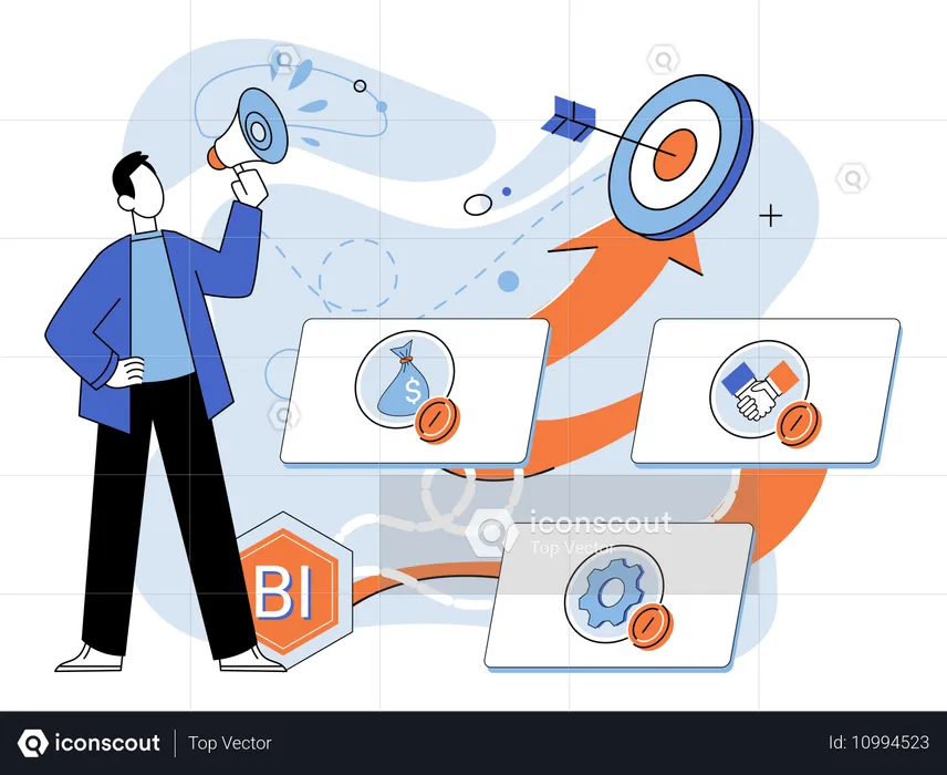 Businessman Planned actions important for reaching strategic objectives  Illustration