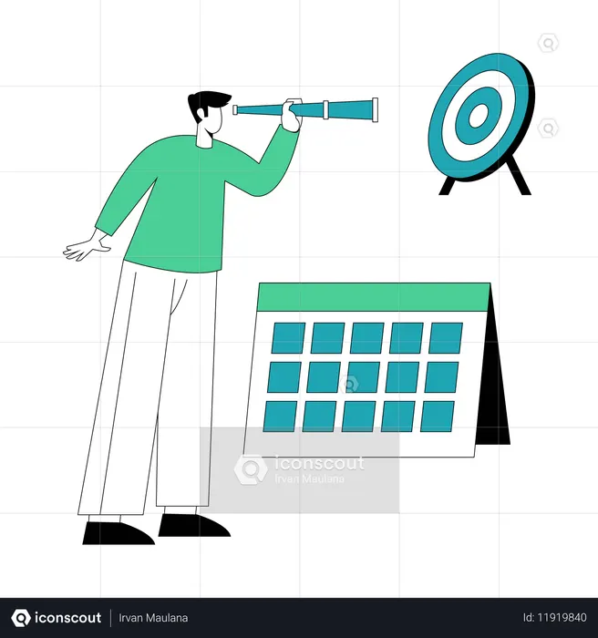 Businessman  plans out business schedule  Illustration