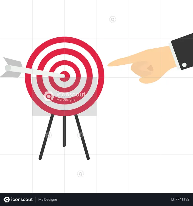 Businessman pointing arrow that hit right target  Illustration