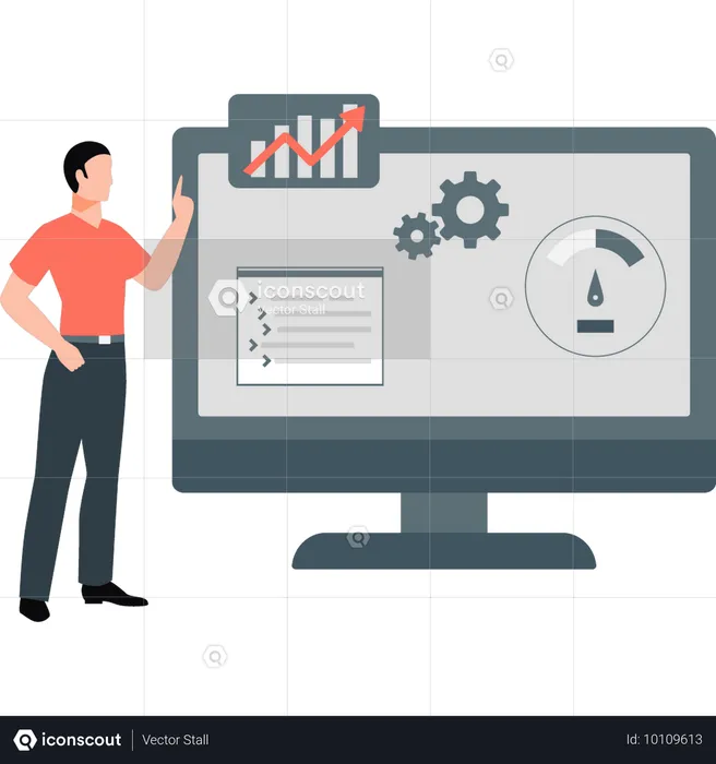 Businessman pointing at analysis graph  Illustration