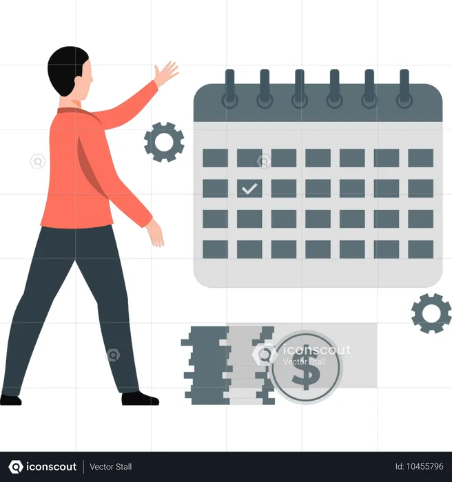 Businessman pointing at investment calendar  Illustration