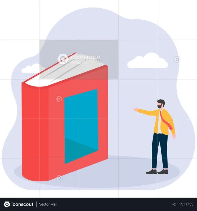 Businessman pointing business book  Illustration