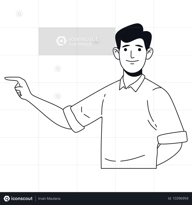 Businessman pointing finger at left side  Illustration