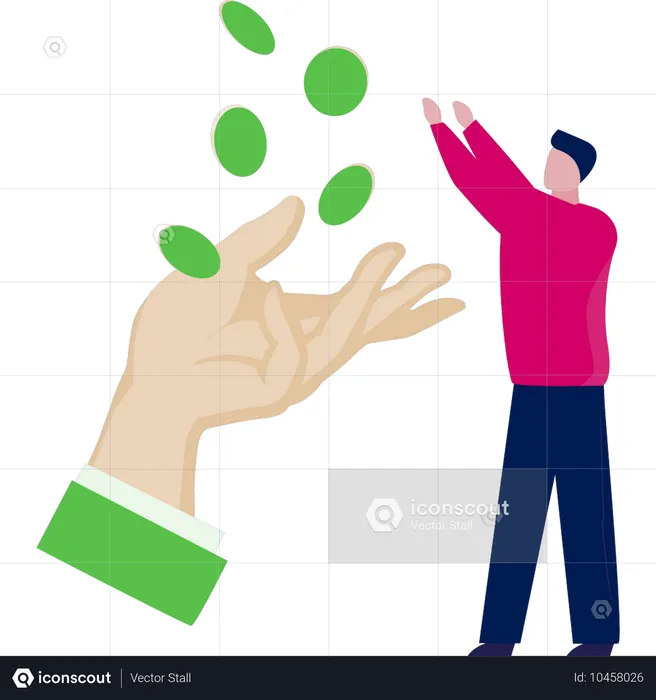 Businessman pointing hand dollar coin  Illustration