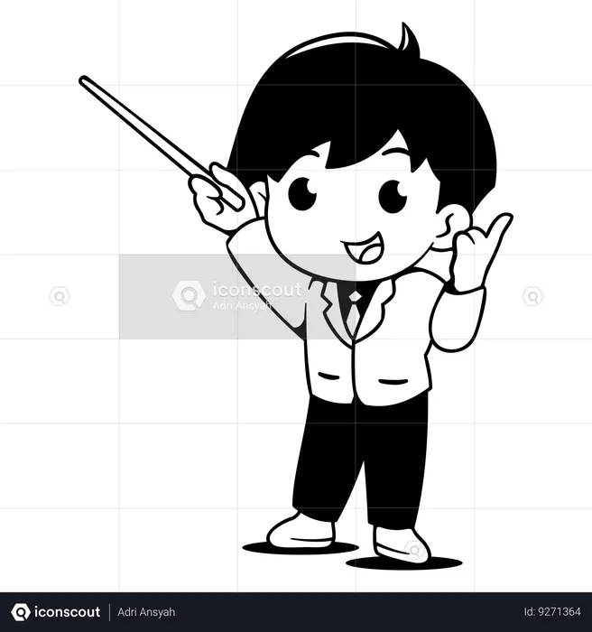Businessman pointing using stick  Illustration