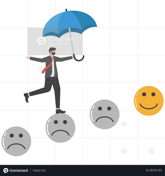 Businessman Positive and negative emotions  Illustration