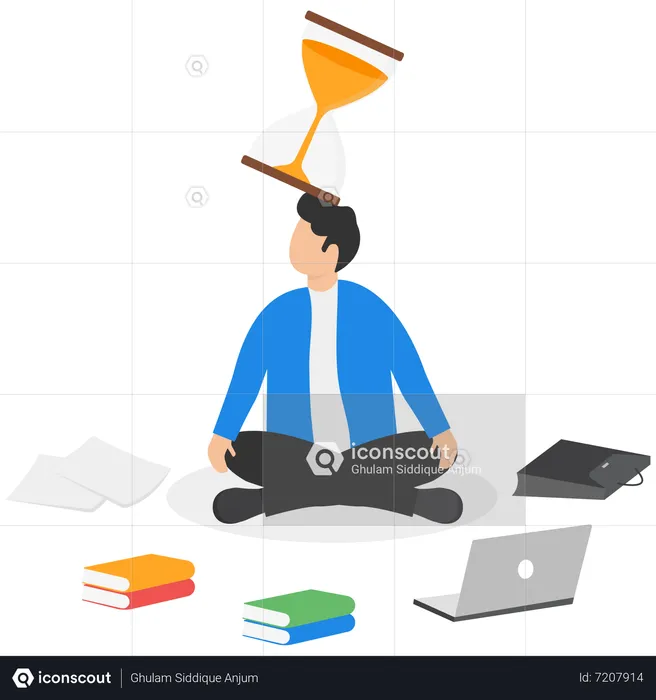 Businessman practising patience  Illustration