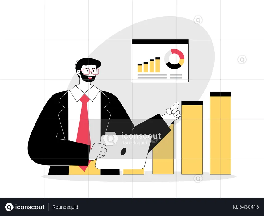 Businessman predicting company growth  Illustration