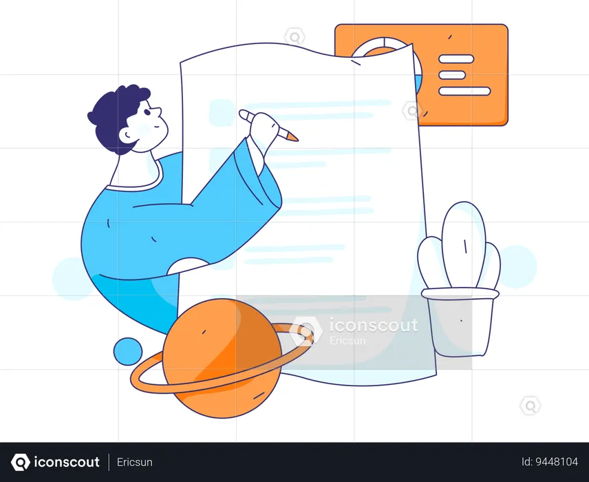 Businessman prepares office document  Illustration