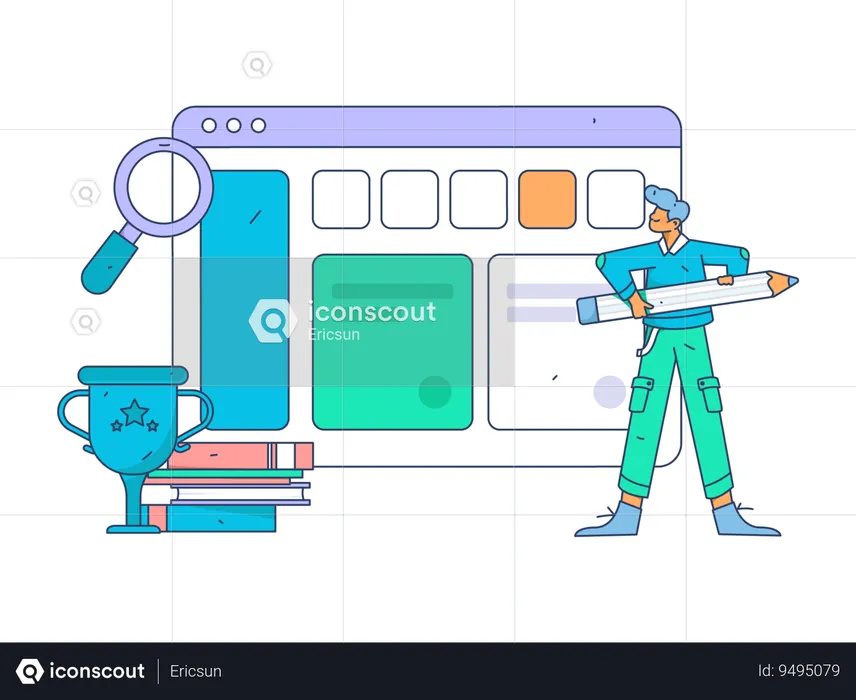 Businessman prepares task list  Illustration