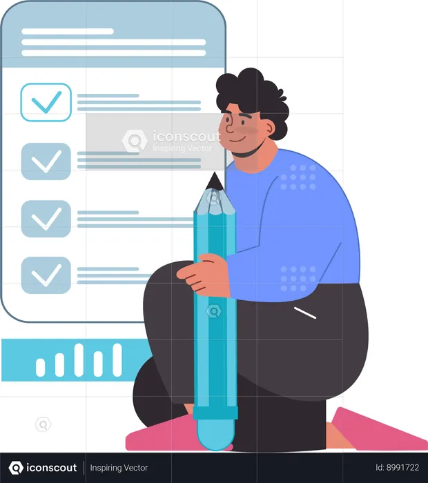 Businessman prepares task list  Illustration