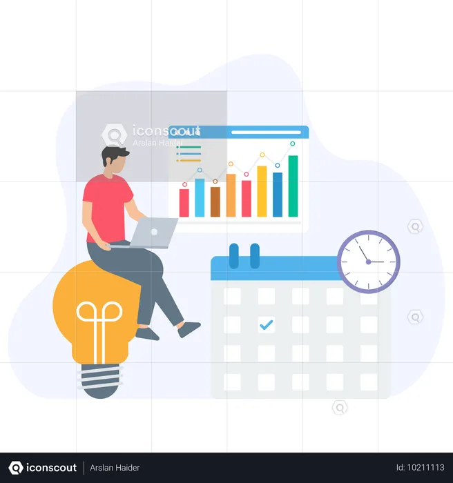 Businessman preparing project schedule  Illustration