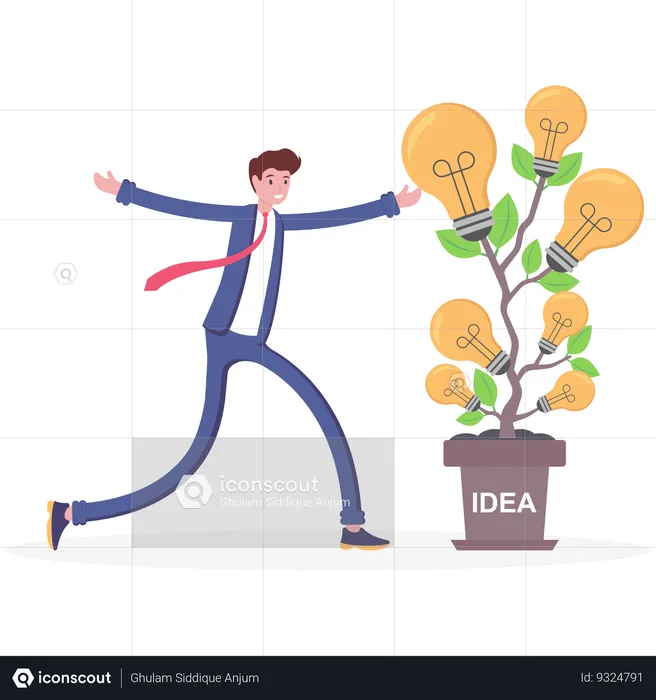 Businessman present growing light bulb  Illustration