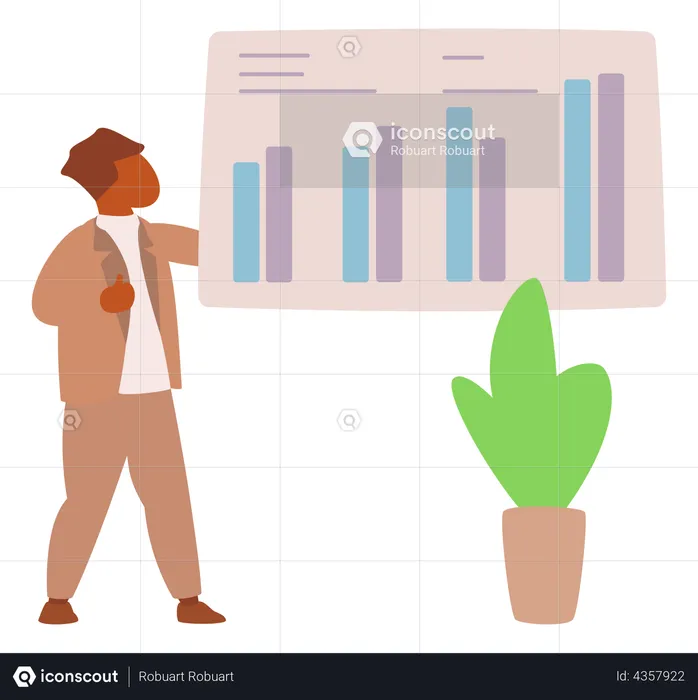 Businessman presentation of statistical research  Illustration