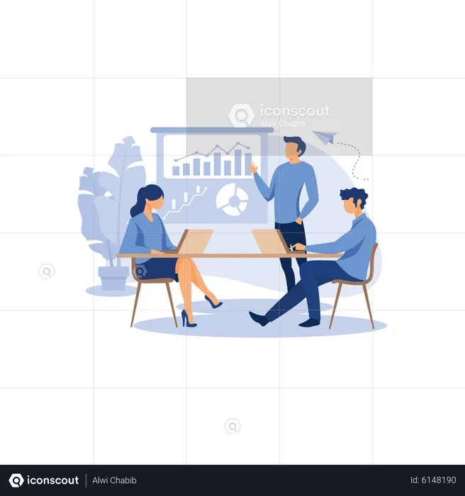 Businessman presenting analysis  Illustration