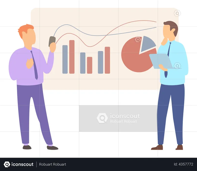 Businessman presenting analytics chart  Illustration