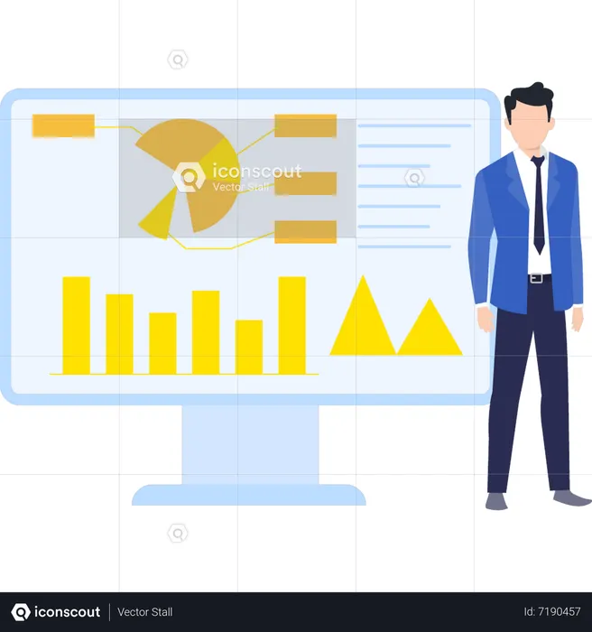 Businessman presenting business analysis report  Illustration