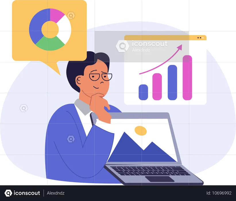 Businessman presenting business data  Illustration