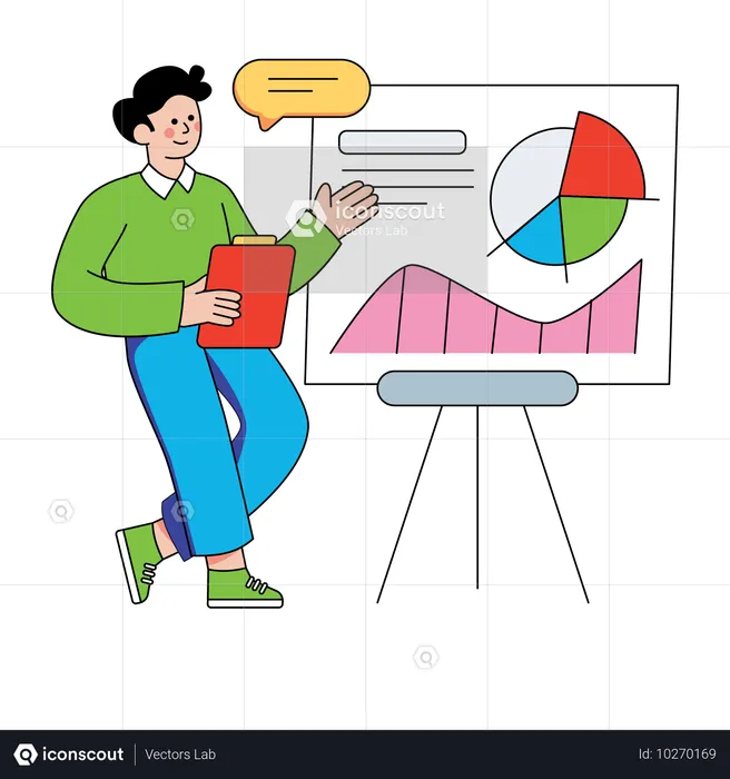 Businessman presenting business graph  Illustration