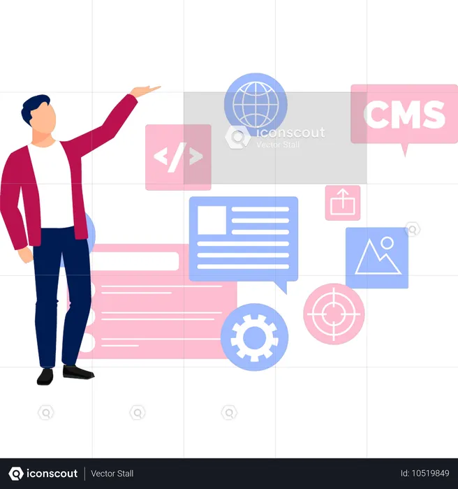 Businessman presenting content management  Illustration