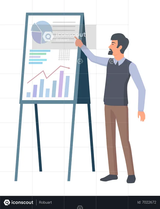 Businessman presenting data analysis  Illustration