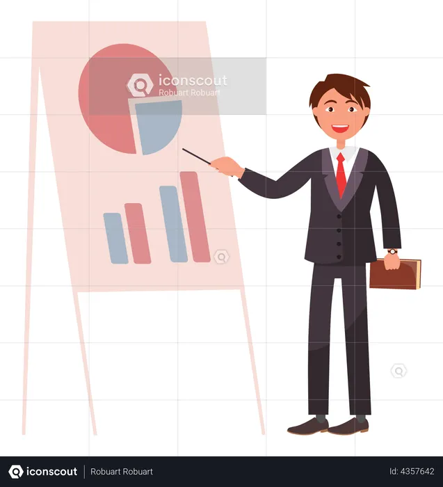 Businessman presenting data analytics chart  Illustration