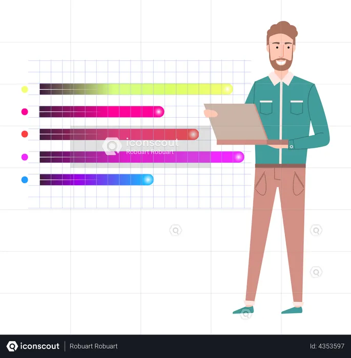 Businessman presenting data analytics  Illustration