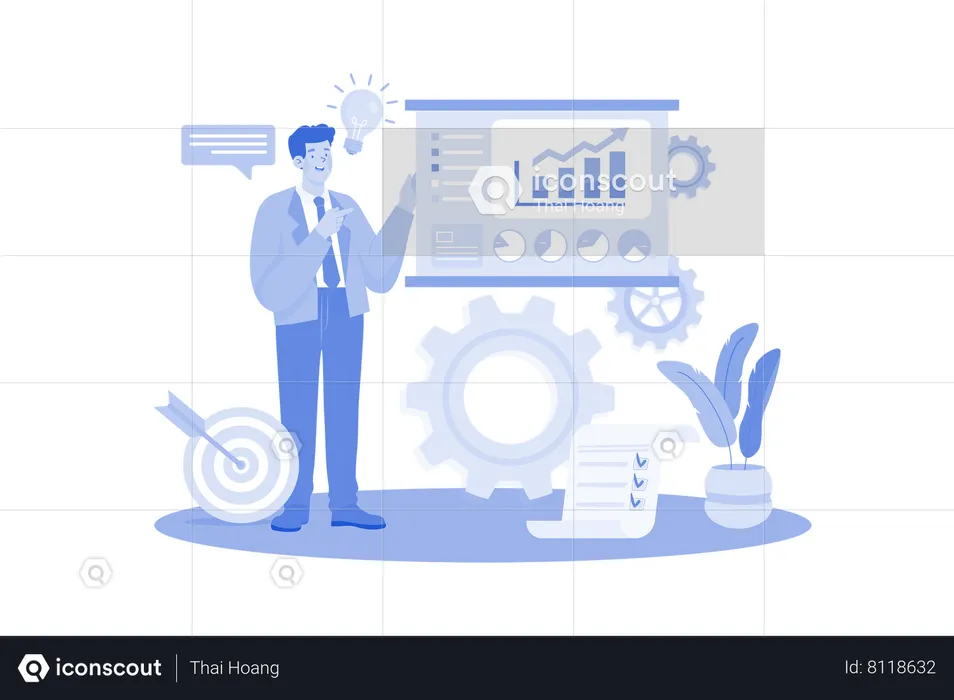 Businessman Presenting Data Analytics  Illustration