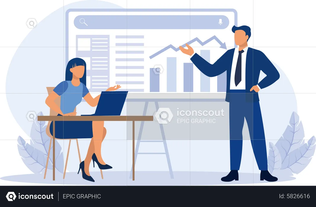 Businessman presenting data analytics  Illustration