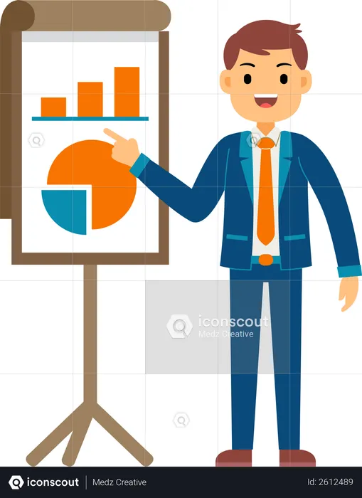 Businessman presenting data on presentation board  Illustration