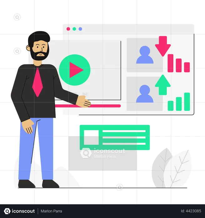 Businessman presenting employee data  Illustration