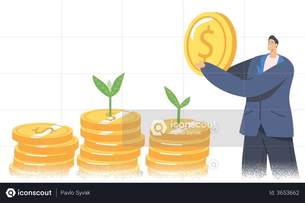 Businessman Presenting Financial Growth  Illustration